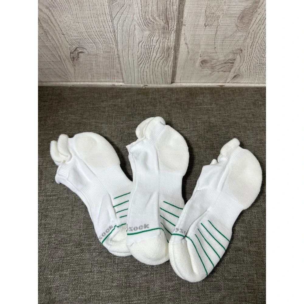 Eurosock Ace Silver No Show Tab Compression Socks 3PK White Green Stripe Size M